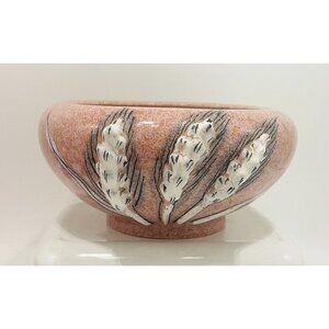 Vintage Ebeling & Reuss Pottery Royal Crown Pink Speckled Wheat Bowl Italy FLAW